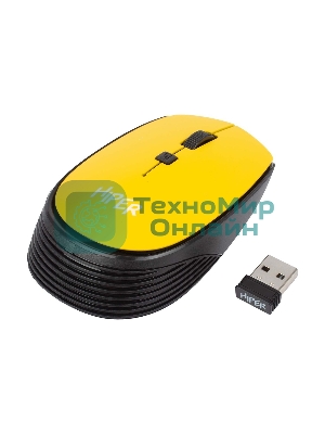 Мышь беспроводная HIPER HOMW-085 желтый, 1600 dpi, радиоканал, USB, кнопки - 4