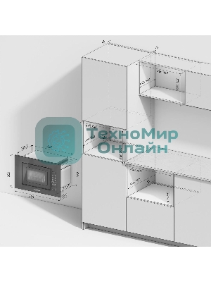 Встраиваемая микроволновая печь Kuppersberg HMW 620 B, объем 20 л, мощность 700 Вт, поворотный стол, High-Tech, 9 автоматических программ, гриль, сенсорное управление, черный