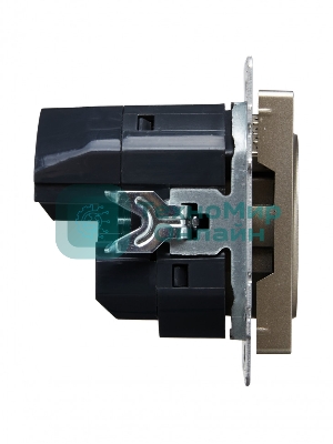 Розетка 1-местная IEK BRITE РЮш10-1-БрШ (BR-R14-16-U21-D21-K37) 16А, с USB A+A 2.1А, с заземлением, с защитными шторками, шампань