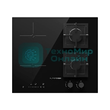 Комбинированная варочная панель Kuppersberg, индукция/газ, High-Tech, 59 см, 9 уровней мощности, блокировка управления, автоматическое отключение, таймер, Booster, слайдерное/механическое управление, черный