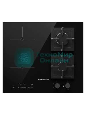Комбинированная варочная панель Kuppersberg, индукция/газ, High-Tech, 59 см, 9 уровней мощности, блокировка управления, автоматическое отключение, таймер, Booster, слайдерное/механическое управление, черный