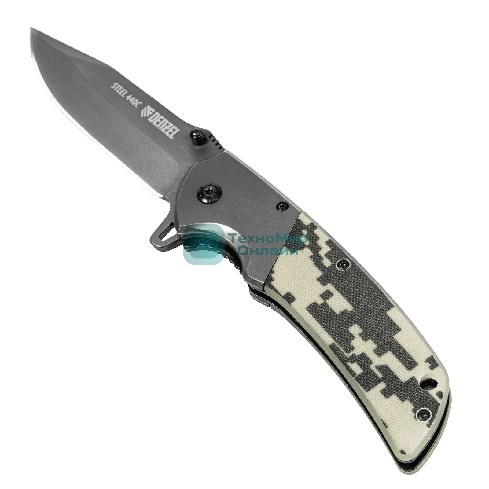 Нож складной Denzel, многоцелевой, системы Liner-Lock, с накладкой G10 на классической рукоятке 79207