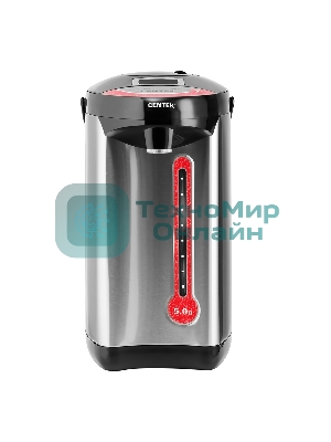 Термопот Centek CT-0082 черный, 5л, 750 Вт, 3 способа подачи воды, корпус из нержавеющей стали