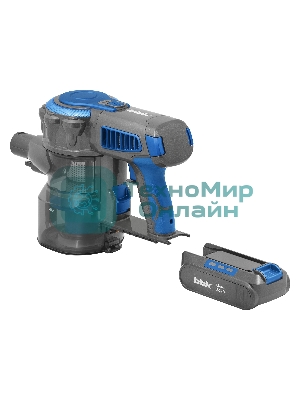 Пылесос вертикальный BBK BV3001 синий/серый, питание от аккумулятора, 150 Вт, уборка сухая, пылесборник 0.8 л, работа от АКБ max 30 мин