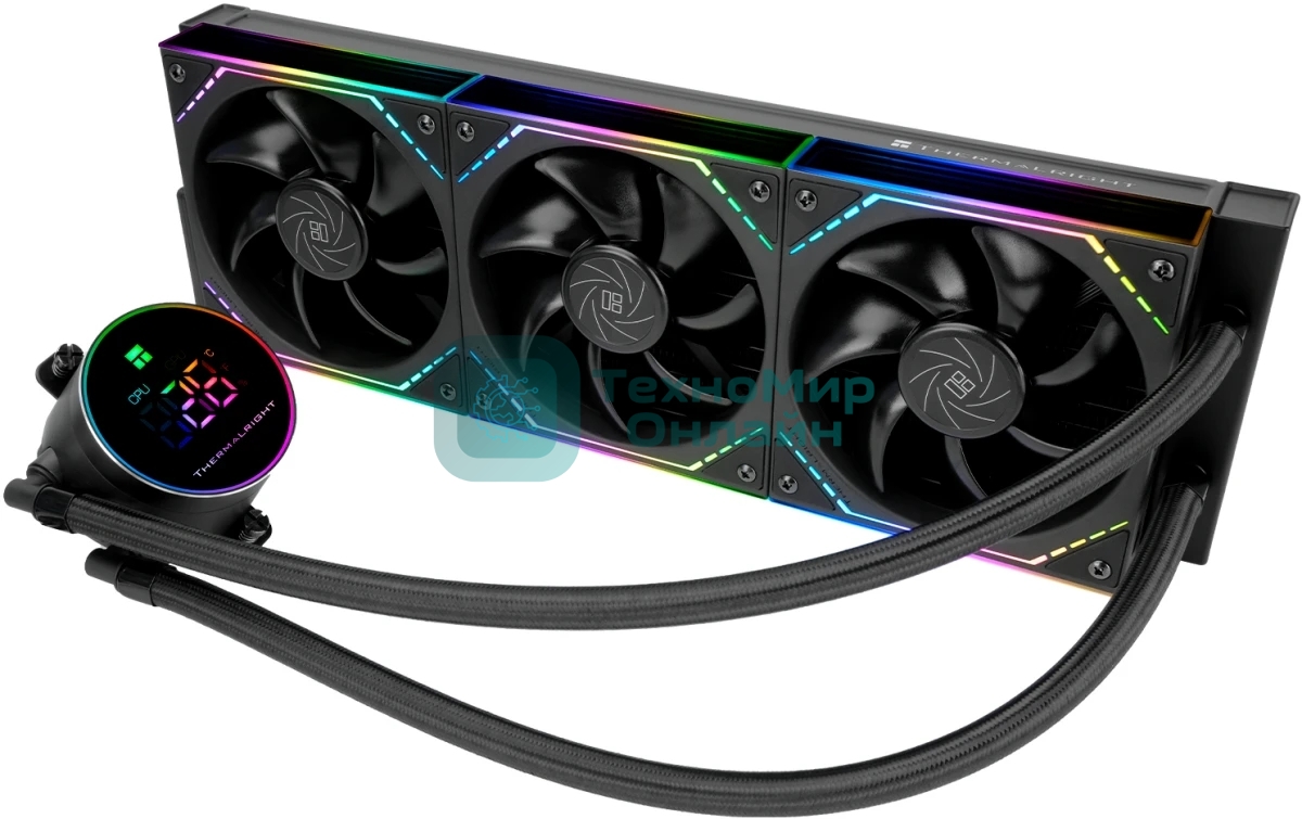 Система жидкостного охлаждения Thermalright Frozen Magic 360 Digital V2 (360мм, LED temp., Black, ARGB/Fans: 3x120мм, 68.9CFM, 28.2dBA, 2000RPM/Pump height 54.4мм, Rad thickness 27мм/S: 1700, 1200, 1851, 115X, AM5, AM4)