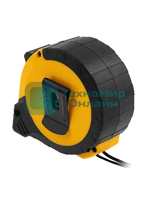 Рулетка Denzel 8м х 25мм, двухкомп. корпус, кнопка-пауза