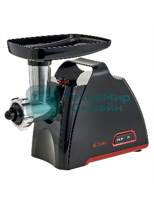Мясорубка электрическая DELTA DL-6105M черный, 2000 Вт, 1.8 кг/мин, реверс, защита от перегрузки, насадки - 4