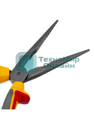 Длинногубцы прямые Denzel диэлектрические рукоятки до 1000 В, трехкомпонентные рукоятки, 205 мм