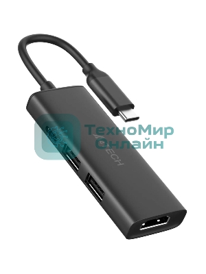 Разветвитель USB-C A4Tech DST-40C 2порт. серый