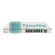 Коммутатор MikroTik CRS320-8P-8B-4S+RM Cloud Router Switch with dual-core 800 MHz CPU, 256 MB RAM, 98DX226S switch chip, 17 x Gigabit Eth ports (8 x 802.3af/at, 8 x 802.3bt PoE-out), 4 x 10G SFP+ ports, RouterOS L5, 1U rackmount enclosure, 600W PSU
