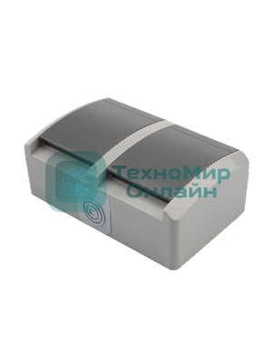 Блок из 2 розеток горизонтальный Kranz INDUSTRIAL открытой установки с заземлением, керамика, IP54 серый