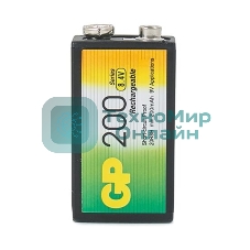 Батарейка аккумуляторная GP, Крона (20R8H, 6F22), Ni-Mh, 200 mAh, 1 шт., в блистере, 20R8H-2CRU1