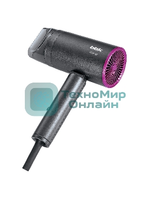 Фен BBK BHD1601 графит, 1600 Вт, ионизация, компактный