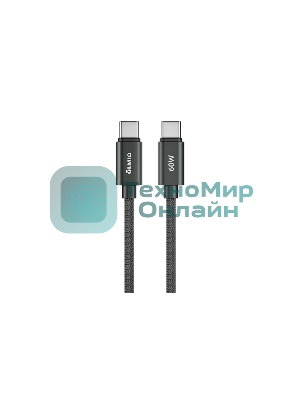 Кабель OLMIO REEL, Type-C - Type-C, 60W 3A, 1.2м, тканевая оплетка, черный