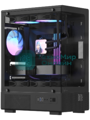 Корпус Formula Crystal Z1CM Plus AR v2 черный без БП mATX 5x120мм 1xUSB3.0 audio bott PSU