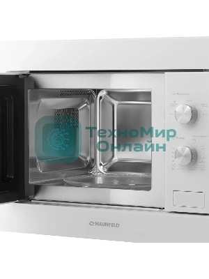Микроволновая печь встраиваемая Maunfeld MBMO.20.1PGW белый, 20 л, 800 Вт, переключатели - поворотный механизм