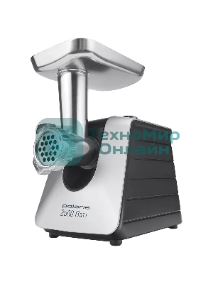 Мясорубка электрическая Polaris PMG 2561 черный, 2500 Вт, 2.7 кг/мин, реверс, защита от перегрузки, металлический лоток, насадки - 7