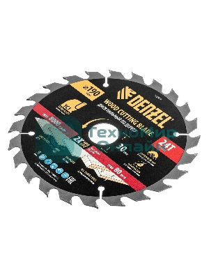 Пильный диск по дереву с гвоздями Denzel ф190 х 30 мм, 24 зубов