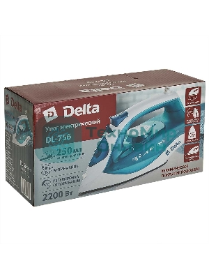 Утюг Delta DL-756 белый/зеленый, 2200 Вт, 23 г/мин, 125 г/мин, 250 мл
