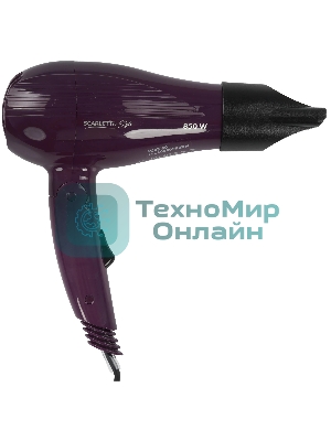 Фен Scarlett SC-HD70T24 фиолетовый/черный, 850 Вт, компактный