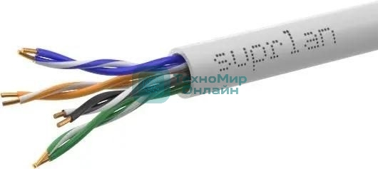 Кабель информационный Suprlan Premium 01-0307-1, cat.5e U/UTP 4 пары 24AWG LSZH, универсальный, 305м, серый