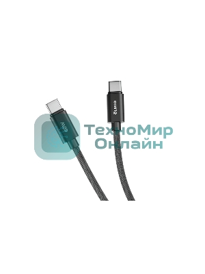 Кабель OLMIO REEL, Type-C - Type-C, 60W 3A, 1.2м, тканевая оплетка, черный