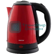 Чайник Centek CT-1068 RED (красный) металл 2л, 2000W, хромированная вставка на крышке