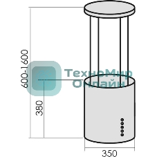 Вытяжка каминная MBS Petunia 135 Island Inox нержавеющая сталь управление: кнопочное (1 мотор)
