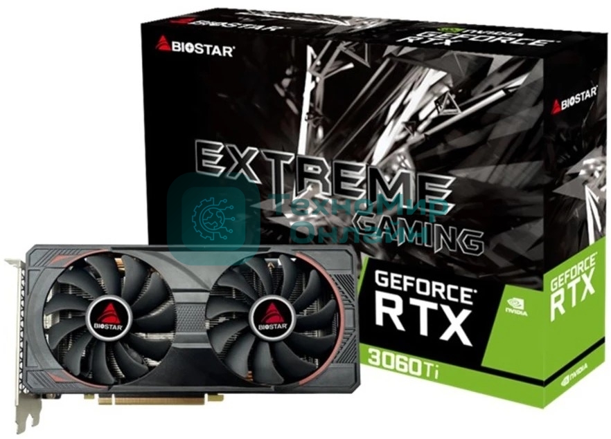 Видеокарта Biostar PCI-E RTX 3060Ti-LHR NVIDIA GeForce RTX 3060Ti 8Gb 256bit GDDR6 1410/14000 HDMIx1 DPx3 HDCP Ret
