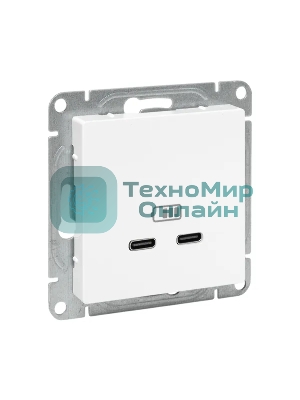 Розетка 2-м СП Эпика USB-C механизм бел. EKF UP1-SOW-2USBC