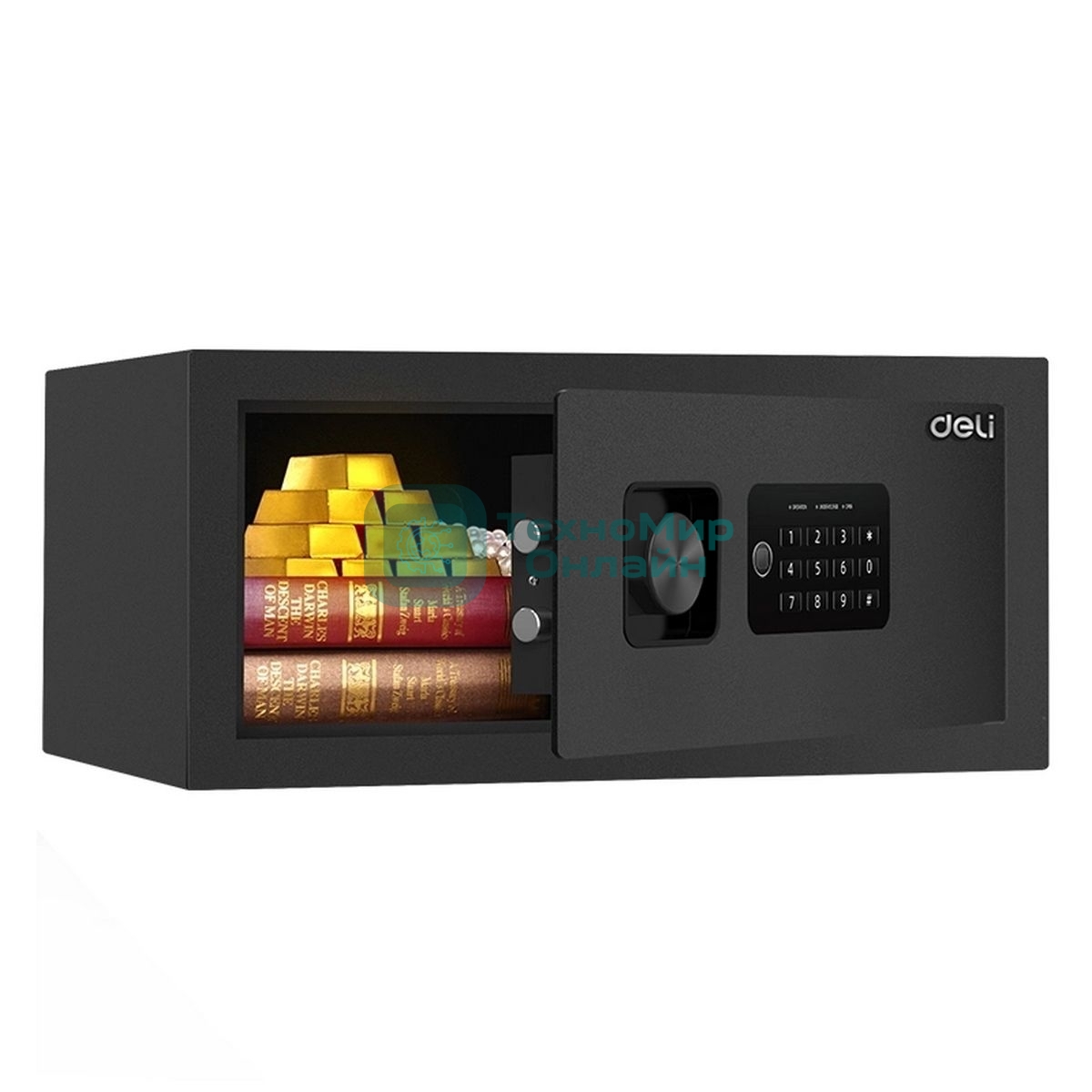 Сейф Deli ET531 200x 420x 370 мм, ключевой/кодовый электронный, черный
