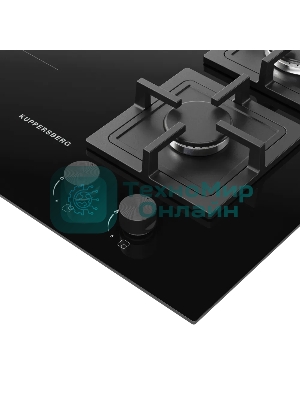 Комбинированная варочная панель Kuppersberg, индукция/газ, High-Tech, 59 см, 9 уровней мощности, блокировка управления, автоматическое отключение, таймер, Booster, слайдерное/механическое управление, черный