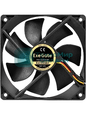 Вентилятор для корпуса ExeGate ExtraSilent ES12025S3P черный, 120 мм, 1300 об/мин, 22 дБ, 3 pin