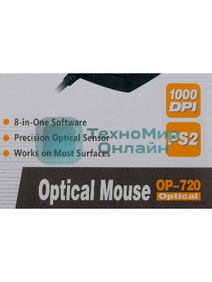 Мышь проводная A4Tech OP-720 черный, 1000 dpi, PS/2, кнопки - 3