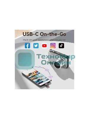 Кард-ридер Vention CLMH0/серый/OTG USB 2.0 CM/MicroSD/USB Type-C/металл