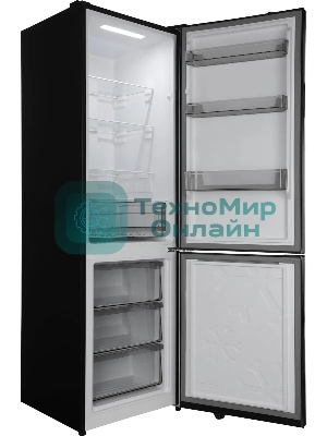 Холодильник Hyundai CC35083F черное стекло двухкамерный 240/95л морозилка снизу, No Frost