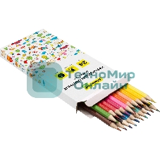 Карандаши цветные Silwerhof Eco 2.65мм, шестигранный профиль, дерево, ассорти, 24 цвета, коробка с европодвесом