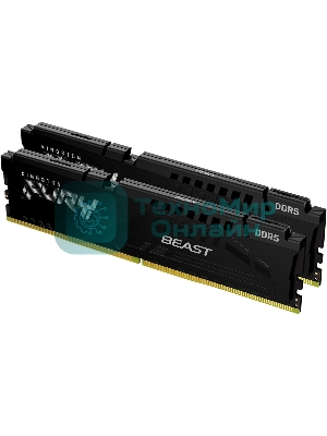Оперативная память Kingston Fury Beast Black, DDR5, 64GB (2x32GB), 5200 MHz, CL40, с радиатором, чёрный