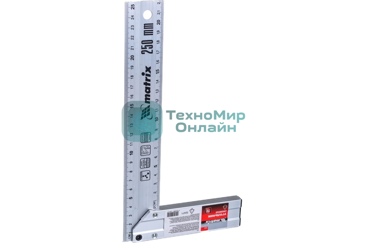 Угольник Matrix 250мм алюминиевый литой