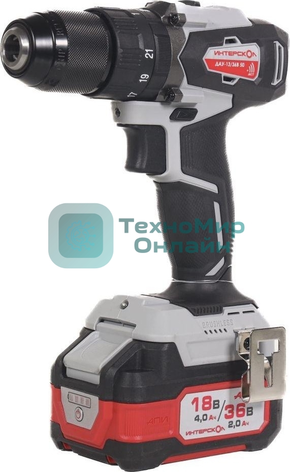Дрель-шуруповерт аккумуляторная ИНТЕРСКОЛ DAU-13/36V 50