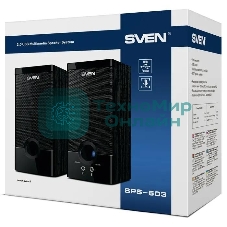 Колонки SVEN SPS-603 черный USB-порт ПК, ноутбука или адаптер 5V DC