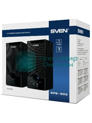 Колонки SVEN SPS-603 черный USB-порт ПК, ноутбука или адаптер 5V DC