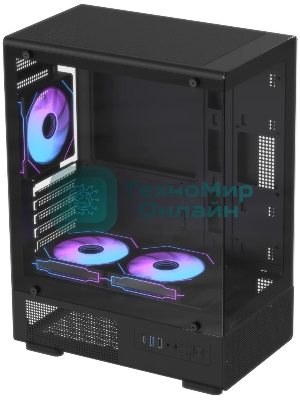 Корпус Formula Crystal Z1CM Plus AR v2 черный без БП mATX 5x120мм 1xUSB3.0 audio bott PSU