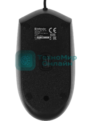 Мышь проводная Defender Delta MM-523 черный, 1000 dpi, USB, кнопки - 3
