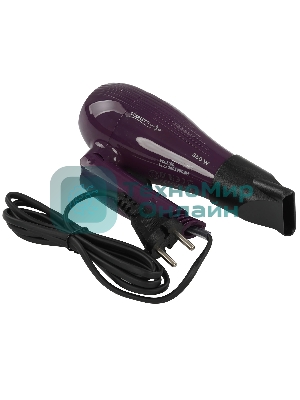 Фен Scarlett SC-HD70T24 фиолетовый/черный, 850 Вт, компактный