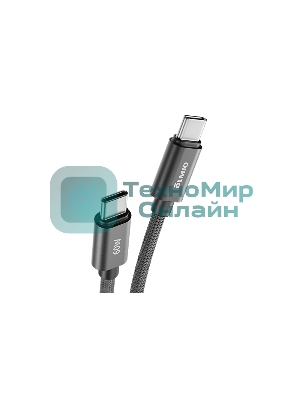 Кабель OLMIO REEL, Type-C - Type-C, 60W 3A, 1.2м, тканевая оплетка, черный