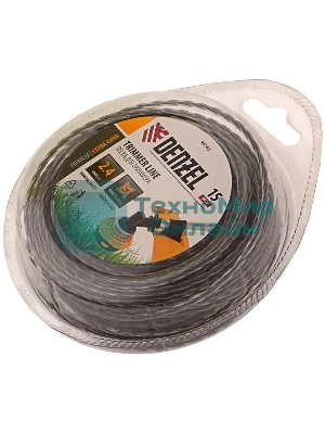 Леска для триммеров Denzel двухкомпонентная квадратная витая 2.4ммх15м extra cord