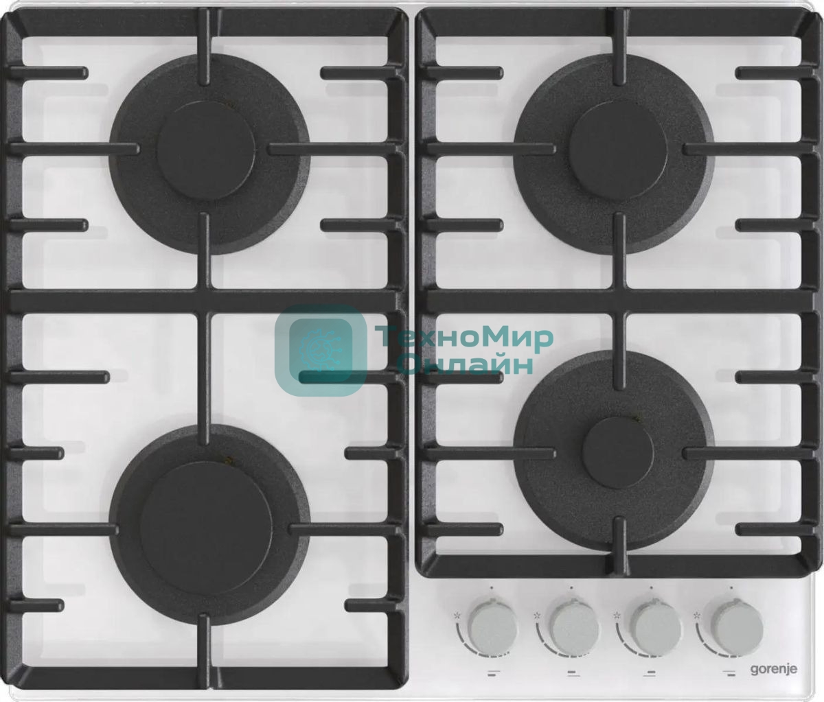 Газовая варочная панель Gorenje GT642AXW, 4 конфорки, закаленное стекло, белый