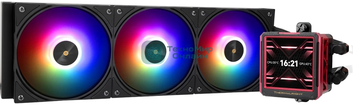 Водяное охлаждение для процессора Water Cooling System Thermalright Frozen Warframe 360 Ultra черный Argb (360мм, черный, ARGb/Fans: 3x120мм, 70.84CFM, 22.1dBA, 2000RPM/Pump height 60мм, 23dBA, 3000RPM, Rad thickness 27mm/S: 1200, 1700, 1851, 2011, 2066, 115X, AM5, AM4)