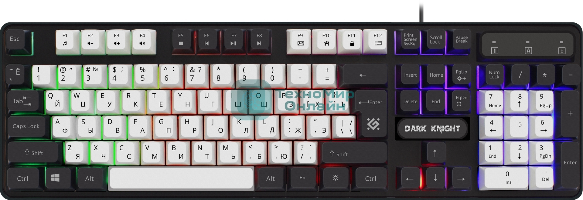 Клавиатура проводная Defender Dark Knight R GK-077, USB, черный/белый